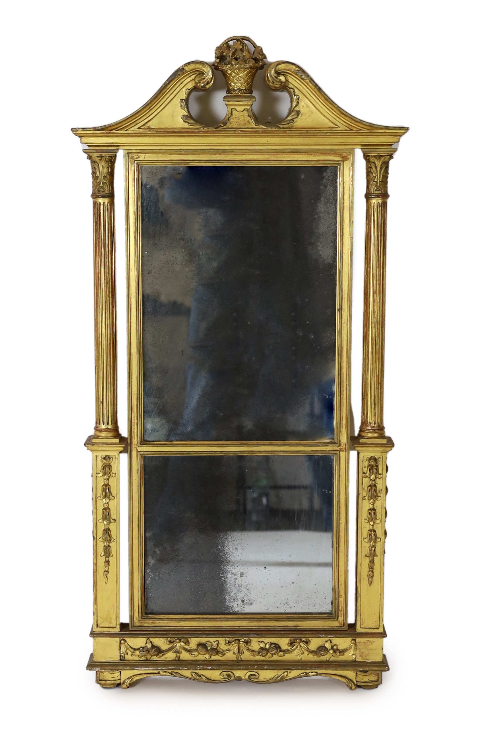 A George III giltwood pier glass, width 53cm height 108cm
